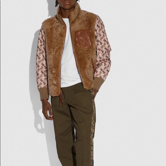 COACH HORSE/CARRIAGE PRINT SHEARLING Ma-1 JACKET - Picture 2 of 8